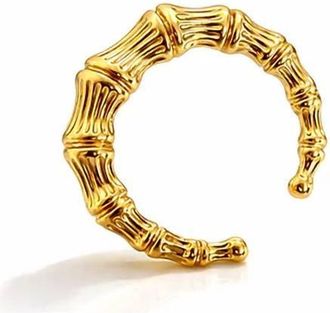 Gold & Honey Womens Bamboo Cuff Rings In Gold