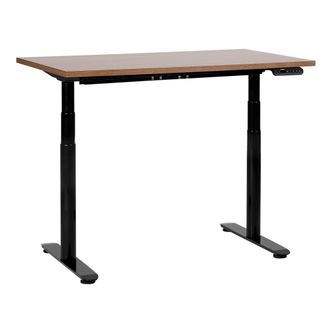 Beliani Beliani - Escritorio De Altura Regulable El&eacute;ctrico Dise&ntilde;o Moderno Patas Redondas 120 X 72 Cm Tablero Madera Oscura Soporte De Acero Negro Destinas