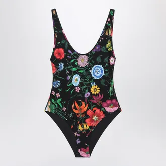Gucci Sparkling Jersey Swimsuit With Flora Print