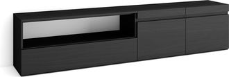 Skraut Home Skraut Home - Mueble Tv, Televisi&oacute;n, Muebles De Sal&oacute;n, Almacenaje, 200x45x35cm, Para Tv Hasta 80, Con Almacenamiento, Estilo Moderno, Negro
