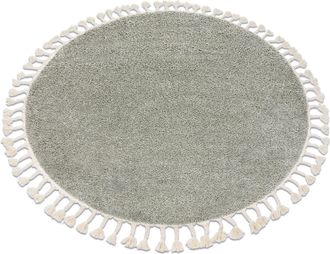 RugsX Rugsx - Alfombra Berber 9000 Circulo Verde Franjas Bereber Marroqu&iacute; Shaggy Green Circulo 120 Cm
