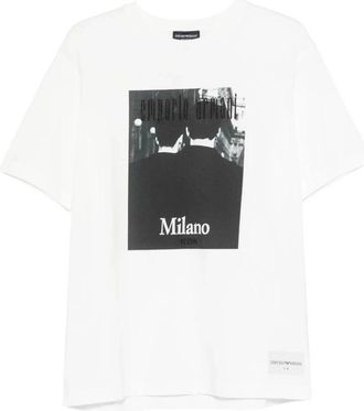 Emporio Armani Icon Jersey T-shirt met fotografische print en borduursel - Heren - T-shirts - Wit - S - Katoen - Tops