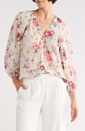 L'agence Teagan Dolman Sleeve Top in Ivory Watercolor Ditsy Floral at Nordstrom Rack, Size Xx-Small