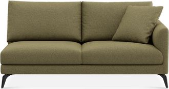 Castlery Lena Right Arm 2 Seater Sofa Customized, Performance Boucle Moss, Matte Black Legs, Spill Resistant, Removable Covers for Castlery