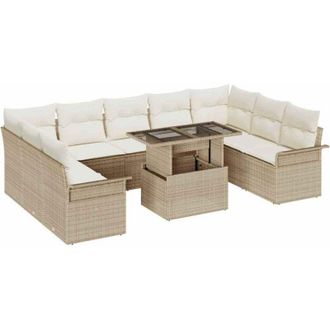 vidaXL Vidaxl - Conjunto De Sof&aacute; De Jard&iacute;n Manual 10 Pcs Beige 100 X 55 X 73 Cm