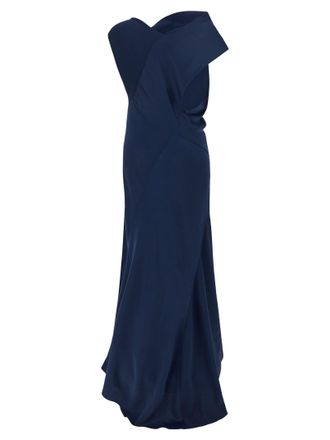 Alberta Ferretti Asymmetrical Draped Dress - Navy