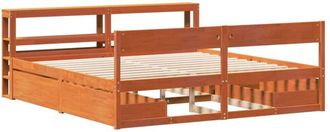 vidaXL Bed Frame without Mattress Wax Brown 180x200 cm Super King Size Solid Wood Pine Vidaxl
