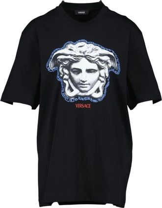 Versace T-Shirts, male, Black, Size: L Jersey Greca Medusa Print T-Shirt