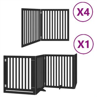 vidaXL Puerta De Perros Plegable 12 Paneles Madera &Aacute;lamo Negra 960 Cm Vidaxl