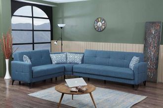 Dmora Sof&aacute; Cama Dlorin, Rinconera Sof&aacute; Cama Contenedor Con 4 Cojines Incluidos, Sof&aacute; De Sal&oacute;n En Tela Acolchada Con Apertura Click-clac, Pen&iacute;nsula Reversibl