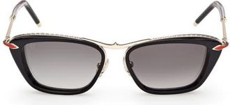 Christian Louboutin 54mm Geometric Sunglasses in Black/gold/zeiss Smoke at Nordstrom