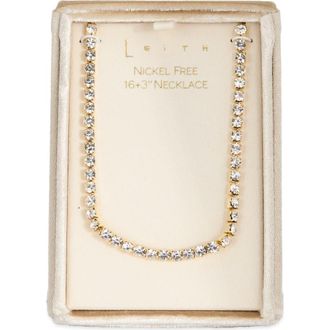 Leith Crystal Tennis Necklace in Clear- Gold at Nordstrom Rack