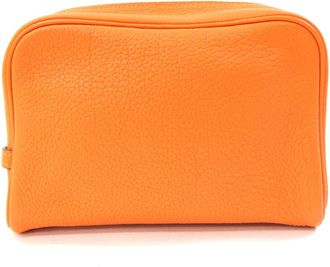 Herm&egrave;s Orange Taurillon Clemence Leather Clutch Bag Pouch (Pre-Owned)