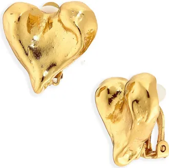 Karine Sultan Molten Heart Clip-On Earrings in Gold at Nordstrom