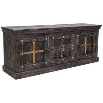 Wanderlust Deco Mueble Bajo De Madera Gris 165x46x65 Cm