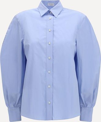 Brunello Cucinelli Camicia in cotone con maniche a campana Woman M