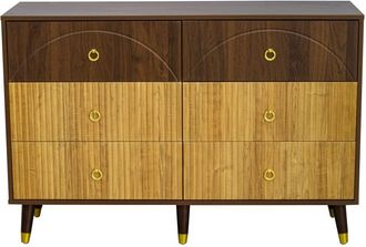 Urban Meuble C&oacute;moda retro chic de 6 cajones en madera bicolor