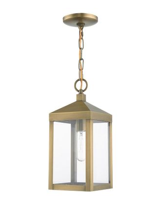 Livex Lighting 1-Light Antique Brass Outdoor Pendant Lantern