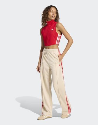 adidas Originals Firebird - Pantaloni sportivi ampi color crystal linen / better scarlet-Neutro