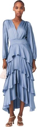 Maje Ruffled maxi dress in Blue /Grey at Nordstrom, Size 42 Eu