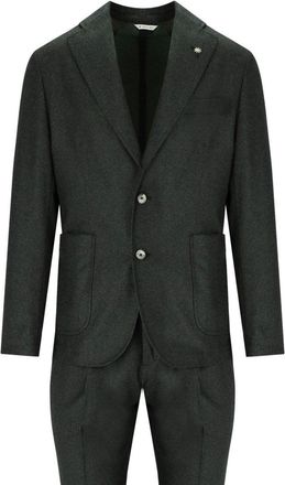 Manuel Ritz Melange Green Green Single Breasted Anzug
