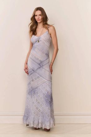 LoveShackFancy Eirene Hand-Dyed Cotton Maxi Dress In Indigo