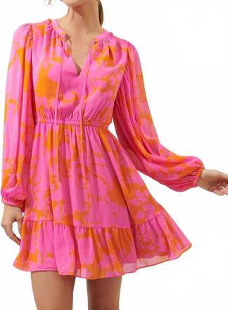 Sugarlips Go With The Flow Blouson Dress In Pink/orange