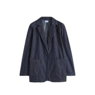 Aspesi Blazers, female, Blue, Size: XL Denim Jacket with Classic Button Closure