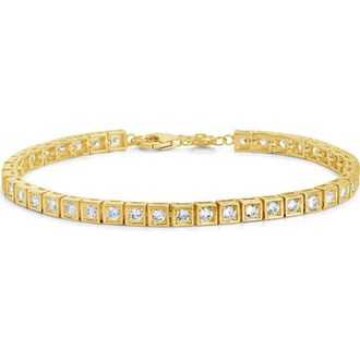 Sterling Forever Christina Cubic Zirconia Tennis Bracelet in Gold at Nordstrom