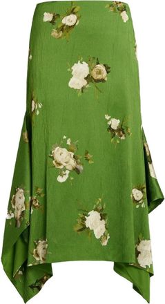 Erdem Gonna a fiori asimmetrica - Verde