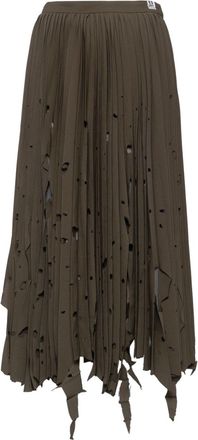 Miharayasuhiro cut-out pleated skirt - women - Polyester - 40 - Neutrals