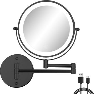 OEM Espejo De Maquillaje Recargable De Pared (con Luz), Espejo De Afeitado Led, Aumento De 1x/10x, Espejo De Tocador De Doble Cara, Espejo De Ba&ntilde;o Ilumina