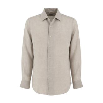 MC2 Saint Barth Casual Shirts, male, Beige, Size: 2XL Linen Vintage 15H