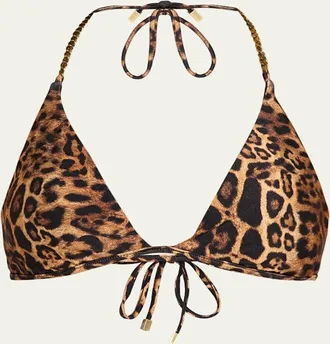 L'agence Annabelle Leopard Bikini Top