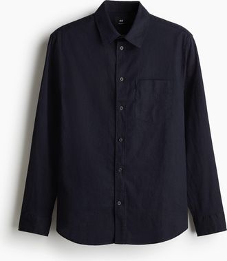H&M Hemd aus Leinenmix in Regular Fit - Blue