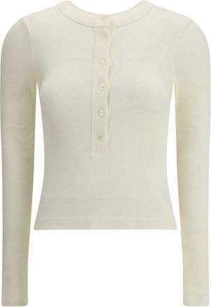 Citizens Of Humanity Womens Knit Top Button Closure - Ivory Cotton - Size Medium
