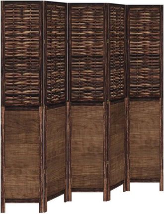 vidaXL vidaXL Room Divider 5 Panels Dark Brown Solid Wood Paulownia