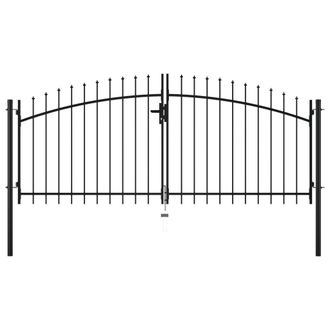 Berkfield Home Double Door Fence Gate with Spear Top 300x150 cm in Black