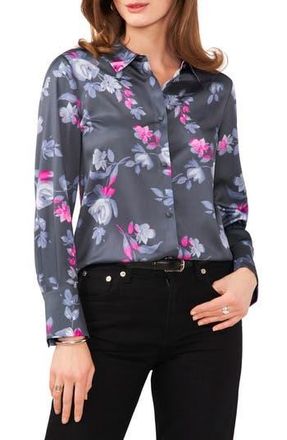 Vince Camuto Floral Charmeuse Button-Up Shirt in Berry Pink at Nordstrom Rack, Size Small