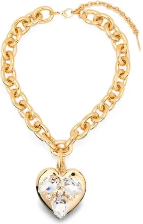Alessandra Rich Crystal-embellished Heart-pendant Necklace