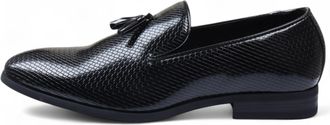 Infinity Leather Zwarte formele loafers met kwastjes voor heren, instappers van leer