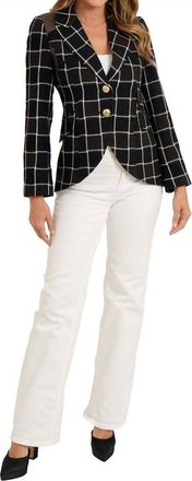 Love Token Window Pane Vegan Leather Trim Blazer In Multi
