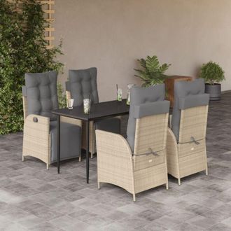 vidaXL Set Comedor De Jard&iacute;n 5 Pzas Con Cojines Rat&aacute;n Sint&eacute;tico Beige Vidaxl