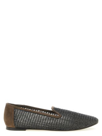 Brunello Cucinelli Womens Embroidery Mesh Loafers