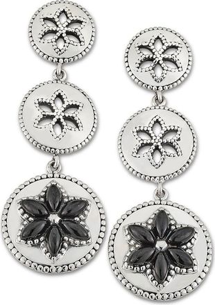 Samuel B. Sterling Silver Black Spinel Triple Circle Flower Earrings at Nordstrom Rack