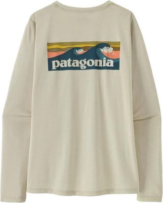 Patagonia L/S Cap Cool Daily Shirt Boardshort Logo Funktionsshirt f&uuml;r Damen | beige