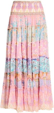 Camilla Gaudi Print Smocked Waist Tiered Silk Maxi Skirt in Howdy Gaudi at Nordstrom, Size X-Small