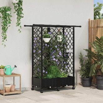 vidaXL Vidaxl Letto Rialzato Con Griglia E Tetto Nero 124 X 40 X 127 Cm