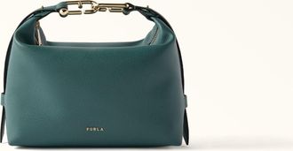 Furla Tonie Borsa A Spalla Xl Edera Green Verde Pelle Morbida Testurizzata Ares Donna