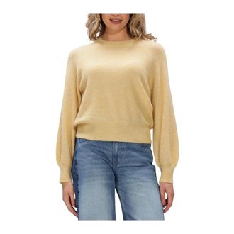 Co'Couture Dames Truien vesten Ronan O-knit - Dames - Truien - Geel - Maat: L Linnen